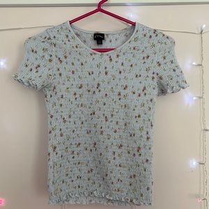 Blue floral Art Class short sleeve Tee shirt.